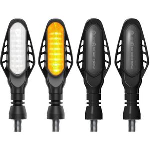 4 STUKS Gemodificeerde Motorfiets 16LEDs Rem Turn Achterlicht  Gerookte Shell (Wit Licht + Geel Licht)