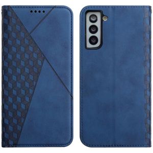 For Samsung Galaxy S21 5G Diamond Pattern Splicing Skin Feel Magnetic Horizontal Flip Leather Case with Card Slots & Holder & Wallet(Blue)
