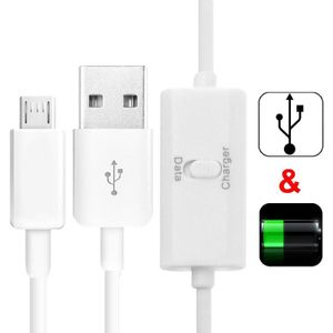 Micro USB data transfer & Laad kabel met switch voor samsung galaxy tab 3 (7.0 / 8.0 / 10.1) p3200 / t3100 / p5200  note 10.1 (2014 edition)/ p600  galaxy tab 3 lite t110  galaxy tab pro (8.4/ 10.1 / 12.2) t320 / t520 / p900 / t900  kindle fire/fire