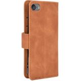 Voor iPod Touch 6 & 5 Solid Color Skin Feel Magnetic Buckle Horizontal Flip Calf Texture PU Leather Case met Holder & Card Slots & Wallet(Brown)