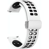 20 mm dubbelrijige opvouwbare zilveren gesp tweekleurige siliconen horlogeband (wit zwart)