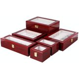 Houten bakverf watch box sieraden opslag display box (10-bit zwart + bruin mat)