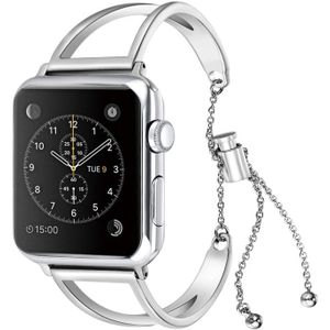 Letter V vorm armband metalen polshorloge band met roestvrijstalen gesp voor Apple Watch serie 3 & 2 & 1 42mm (zilver)
