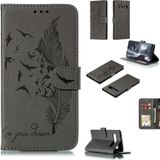 Feather patroon Litchi textuur horizontale Flip lederen draagtas met portemonnee & houder & kaartsleuven voor Galaxy S10 5G (grijs)