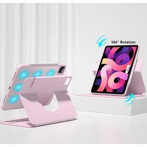 Front Stand Rotating Clear Back Smart Tablet Case For iPad Pro 11 2018 / 2020 / 2021(Pink)