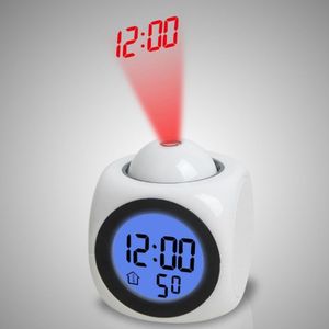 Multifunctionele LED Projectie wekker Voice Talking Clock  specificatie: wit zonder USB-kabel