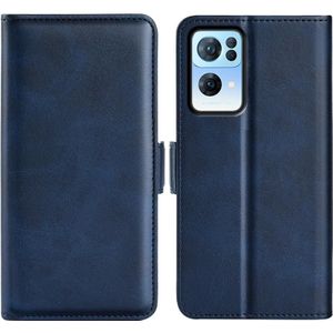 For OPPO Reno7 Pro 5G Dual-side Magnetic Flip Leather Case(Dark Blue)