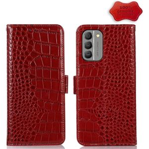 Voor Nokia G400 Krokodil Toplaag Koeienhuid Lederen Telefoon Case (Rood)