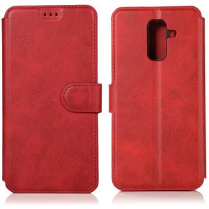 Voor Samsung Galaxy A6 Plus / A9 Star Lite Kalftextuur Magnetische gesp horizontale flip lederen kast met Holder & Card Slots & Wallet & Photo Frame(Red)