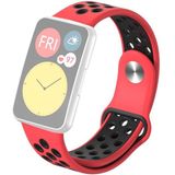 Voor Huawei Watch Fit Silicone Tweekleurige reverse buckle vervanging riem horlogeband (rood zwart)