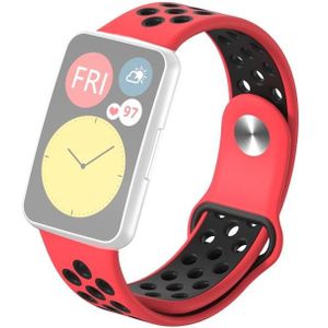 Voor Huawei Watch Fit Silicone Tweekleurige reverse buckle vervanging riem horlogeband (rood zwart)