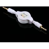 Goud geplateerde 3 5 mm Jack AUX intrekbare kabel voor iPhone / iPod / MP3 speler / mobiele telefoons / andere apparaten met een standaard 3.5mm hoofdtelefoonhefboom  lengte: 11cm (kan worden uitgebreid tot 80cm)  White(White)