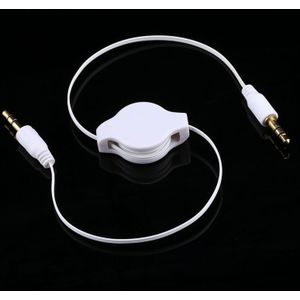 Goud geplateerde 3 5 mm Jack AUX intrekbare kabel voor iPhone / iPod / MP3 speler / mobiele telefoons / andere apparaten met een standaard 3.5mm hoofdtelefoonhefboom  lengte: 11cm (kan worden uitgebreid tot 80cm)  White(White)