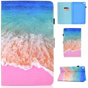 Voor Galaxy Tab S6 Lite Naaideraden horizontaal gespoten platte leren behuizing met Pen Cover & Anti Skid Strip & Card Slot & Holder(Ocean)