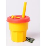 Kinderen Siliconen Stro Cups Drop En Hoge Temperatuur Resistente Water Cups Yellow Cup + Rode Cover (400ml)