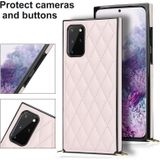 Voor Samsung Galaxy S20 Elegant Rhombic Pattern Microfiber Leather + TPU Shockproof Case met Crossbody Strap Chain (Pink)