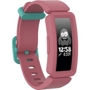 Voor Fitbit Inspire HR/ACE 2 silicone Smart horloge vervangende riem armband (rood + groen gesp)