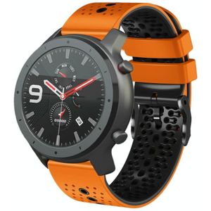 Voor Amazfit GTR 47 mm 22 mm geperforeerde tweekleurige siliconen horlogeband (oranje + zwart)