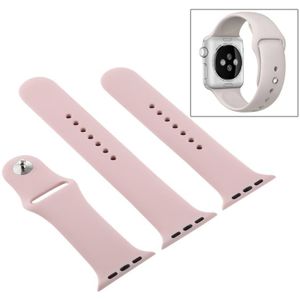Voor Apple Watch Series 6 & SE & 5 & 4 44mm / 3 & 2 & 1 42mm High-performance Ordinary &longer Rubber Sport Watchband with Pin-and-tuck Closure (Sand Pink)