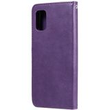 Voor Samsung Galaxy A31 2 in 1 Solid Color Afneembare PU Lederen case met kaartslots & magnetische houder & fotolijst & portemonnee & riem(paars)