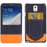 Jeans Style Flip lederen hoesje met opbergruimte voor pinpassen opberg vakjes & Oproepweergave ID voor Samsung Galaxy Note III / N9000(Oranje)