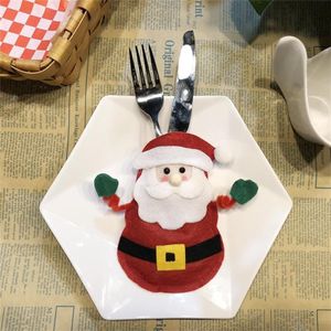 Kerstman Patroon Servies Mes Vork Zak Cover Tas Kerstdecoratie