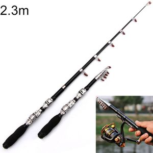 37cm draagbare telescopische zee hengel mini hengel  verlengde lengte: 2 3 m  zwarte clip Reel seat