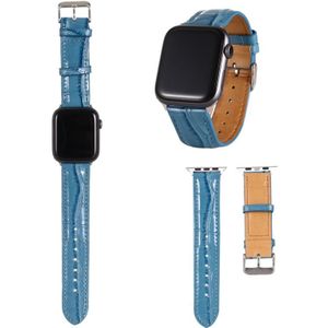 Voor Apple Watch Series 6 & SE & 5 & 4 40mm / 3 & 2 & 1 38mm Crocodile Texture Leather Wrist Strap(Blauw)