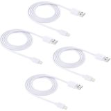 4 PCS HAWEEL 1m hoge snelheid 8-pin USB Sync en opladen kabelkit  voor iPhone X / iPhone 8 & 8 Plus / iPhone 7 & 7 Plus / iPhone 6 & 6s & 6 & 6s Plus / iPad(White)