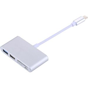 5 in 1 Micro SD + SD + USB 3.0 + USB 2.0 + Micro USB-poort naar USB-C / Type-C OTG COMBO-Adapter Card Reader voor de Tablet  Smartphone  PC(Silver)