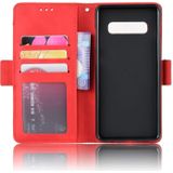 Portemonnee stijl huid gevoel kalf patroon lederen draagtas voor Galaxy S10 PLUS  met aparte kaartsleuf (rood)