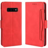 Portemonnee stijl huid gevoel kalf patroon lederen draagtas voor Galaxy S10 PLUS  met aparte kaartsleuf (rood)