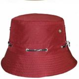 2 stks modieuze verstelbare katoen Bucket Cap schaduw visser hoed met Ontkalven & string (rode wijn)