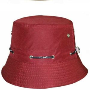 2 stks modieuze verstelbare katoen Bucket Cap schaduw visser hoed met Ontkalven & string (rode wijn)