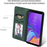 Retro huid voelen Business magnetische horizontale Flip lederen case voor Samsung Galaxy A7 2018 (Army Green)