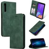 Retro huid voelen Business magnetische horizontale Flip lederen case voor Samsung Galaxy A7 2018 (Army Green)