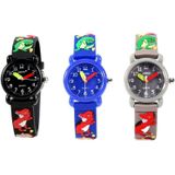 JNEW A335-86172 Kinderen Leuke Cartoon 3D Dinosaurus Waterdicht Siliconen Strap Quartz Horloge (Rubber Grijs)