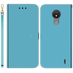 Voor Nokia C21 Gemiteerd Spiegel Oppervlak Horizontale Flip Lederen Telefoon Case (Blauw)