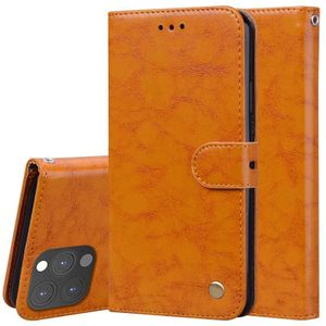 Zakelijke stijl olie wax textuur horizontale flip lederen tas met houder & kaart slots & portefeuille voor iphone 13 pro max