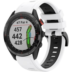 Voor Garmin Approach S62 22mm tweekleurige sport siliconen horlogeband (wit + zwart)