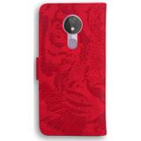 Voor Motorola Moto G7 Power (EU-versie) Tiger Embossing Pattern Horizontale Flip Lederen Case met Holder & Card Slots & Wallet(Rood)