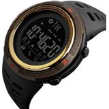 SKMEI 1250 Heren Outdoor Waterproof Sports Digital Watch Multi-Function Watch (Koffie/Gold)