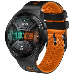 Voor Huawei Watch GT 2E 22 mm geperforeerde tweekleurige siliconen horlogeband (zwart + oranje)