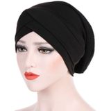 Modal Stretch Doek Voorhoofd Cross Hoofddoek Cap Chemotherapie Cap (Zwart)