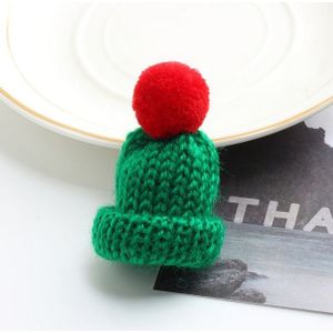 12PCS Cute Mini gebreide haarbal Hat broche trui Pins Badge(Dark green)