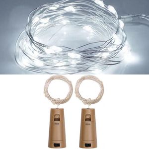 2 STUKS LED Wijn Kurk Kerst Decoratieve Lichtslingers  Spec: 1m 10 Lichten (Wit)