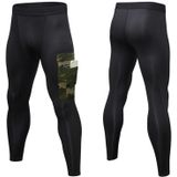 Camouflage Pocket Training Running Fast Dry High Elastic Sports Casual Tights (Kleur: Zwart Camouflage Green Size:L)