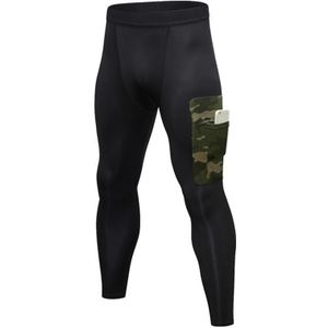 Camouflage Pocket Training Running Fast Dry High Elastic Sports Casual Tights (Kleur: Zwart Camouflage Green Size:L)