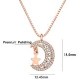 A206 Women Moon Star Micro Inlay Hanger Sleutelbeen Ketting (wit goud met ketting)