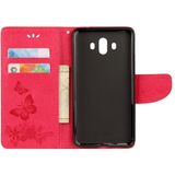 Voor Huawei Mate 10 Vintage relif bloemen vlinder patroon horizontale Flip lederen draagtas met kaartslot & houder & portemonnee & Lanyard (rood)